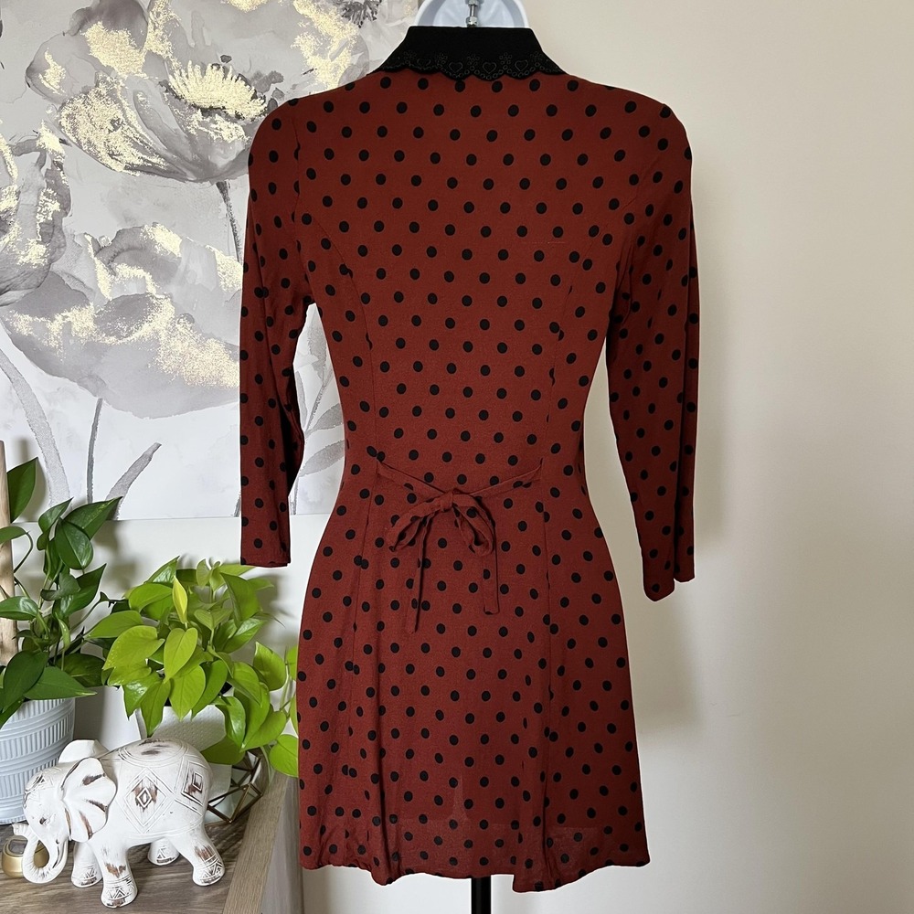 Reformation Dress Mini Polka Dot Cottage Dark Academia French Girl Chic Retro - Picture 2 of 9
